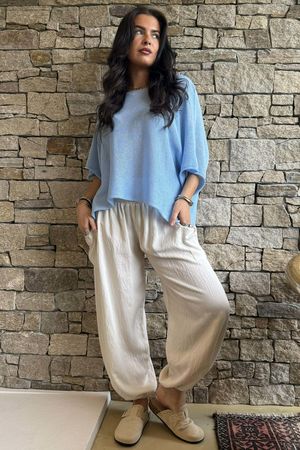 Conrad Boxy Cotton Knit Baby Blue